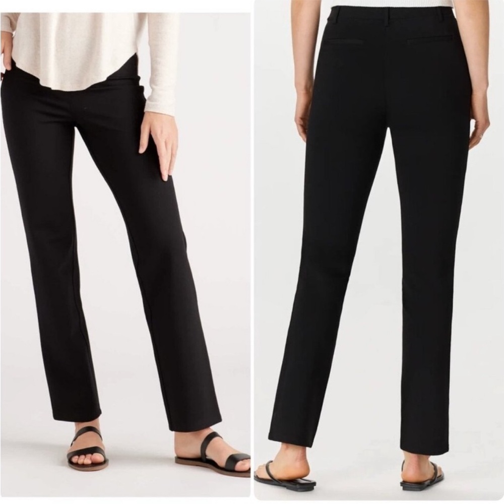 Quince‎ Black Straight-Leg Ponte Pants Size M